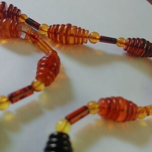 Orange Spiral Beaded Necklace with Honey Glow